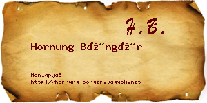 Hornung Böngér névjegykártya